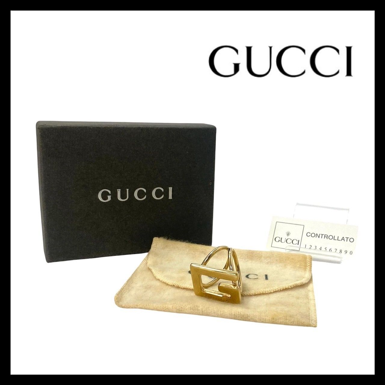 M【GUCCI】Gモチーフ スカーフリング ゴールド/金カラー