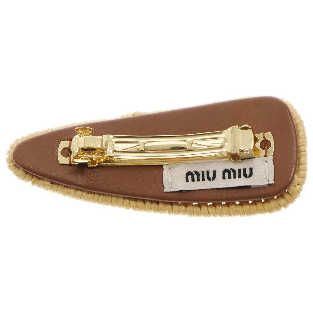 miumiu (ミュウミュウ) ヘアクリップ ベージュ ストロー ヘア  