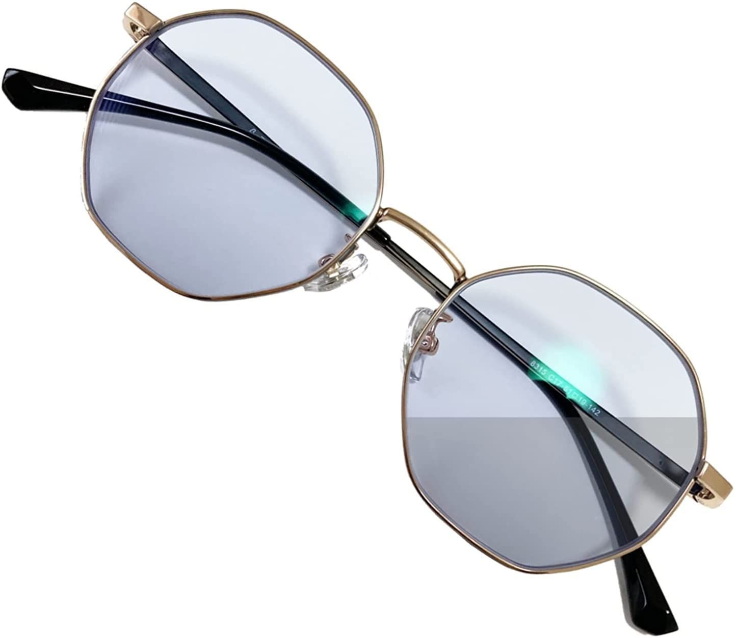 Color ゴールド チタン ヘキサゴン ネオコントラスト サングラス チタン製 調光サングラス 夜間 運転 サングラス UVで色が濃くなる UVカット ナイト ドライブサングラス 福井県 鯖江産 SA8315PHN ゴールド チタン