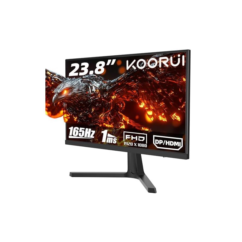 KOORUI ゲーミングモニター 24インチフルHD VA 非光沢 1ms 165Hz FPS RTS向けDCI-P3 AdaptiveSync対応 傾き調節 HDMI X2 DP VESA ブルーライト軽減 モニター 24E4 1