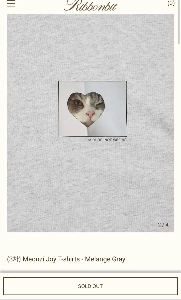 リボンライト ほこり 半袖T メランジェ グレー