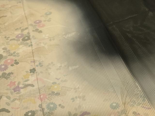 平和屋着物＊夏物 訪問着 縦絽 草花文 暈し染め 正絹 逸品