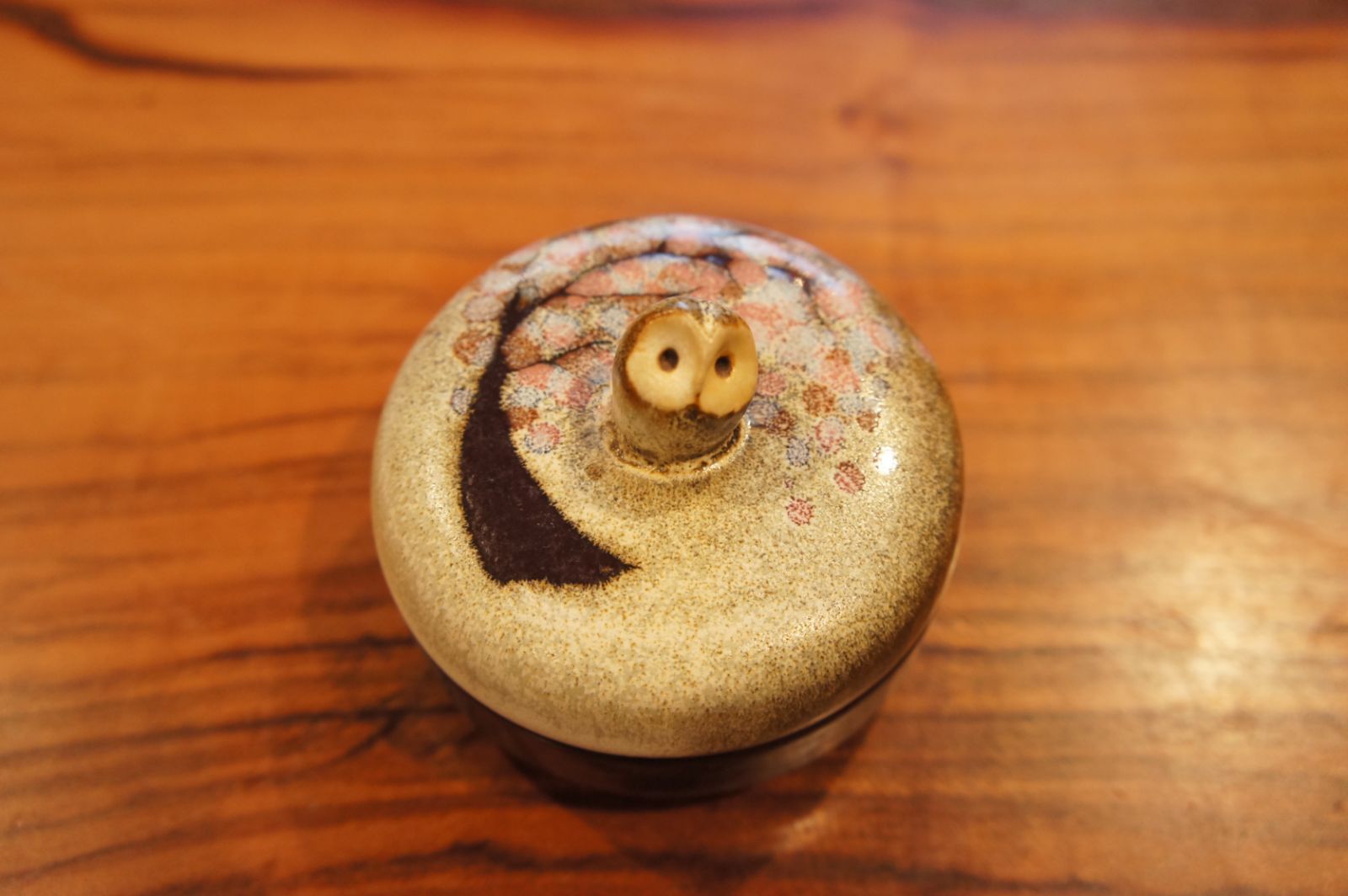 Owl stamp pad　朱肉入れ　小物入れ　フクロウ　布引焼窯元