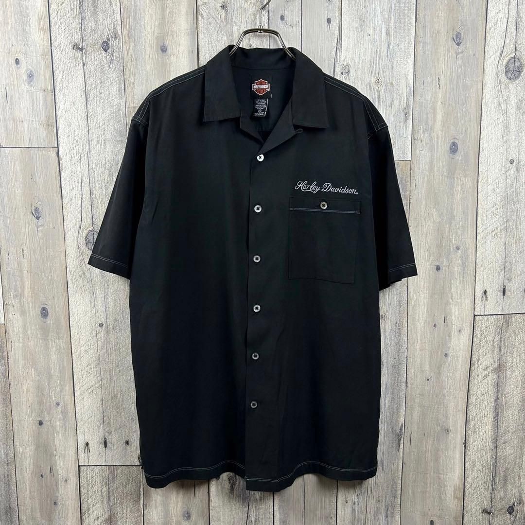 HARLEY-DAVIDSON ハーレー ダビッドソン 開襟 シルク シャツ M