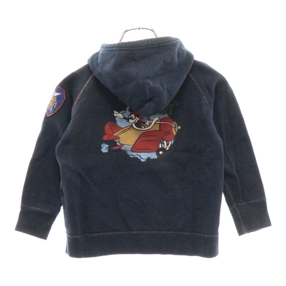 THE REAL McCOY'S (ザリアルマッコイ) Cartoon Trail Kids Mickey The Mail Pilot ミッキーマウス プリント スウェット ジップアップ パーカー ネイビー キッズ