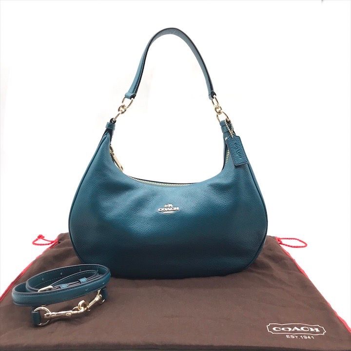 美品 COACH レザー 2WAY ハンドバッグ ショルダーバッグ グリーン coach ショルダーバッグ 2way グリーン