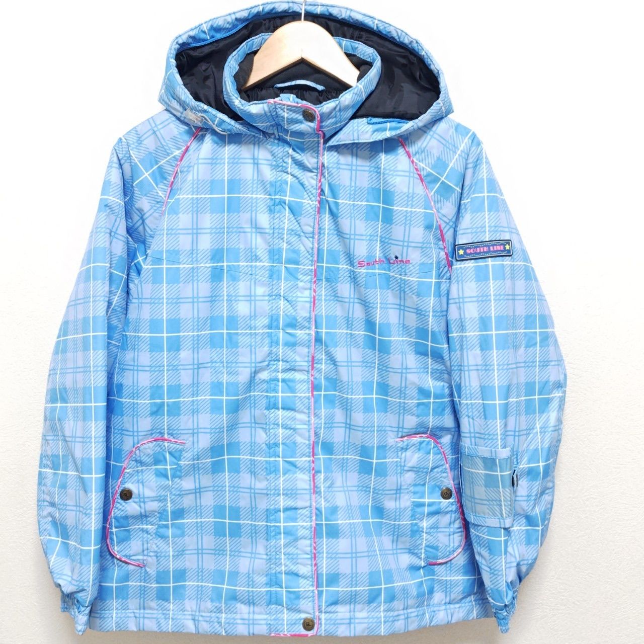 セットアップ◎【South Line】サウスライン スノーウェア 上下セット ジャケット つなぎ サスペンダー付きパンツ チェック柄 中綿 防寒  スキー スノーボード 雪遊び ライトブルー×ベージュ キッズ ジュニア 子供用 サイズ160/M25169jY - メルカリ
