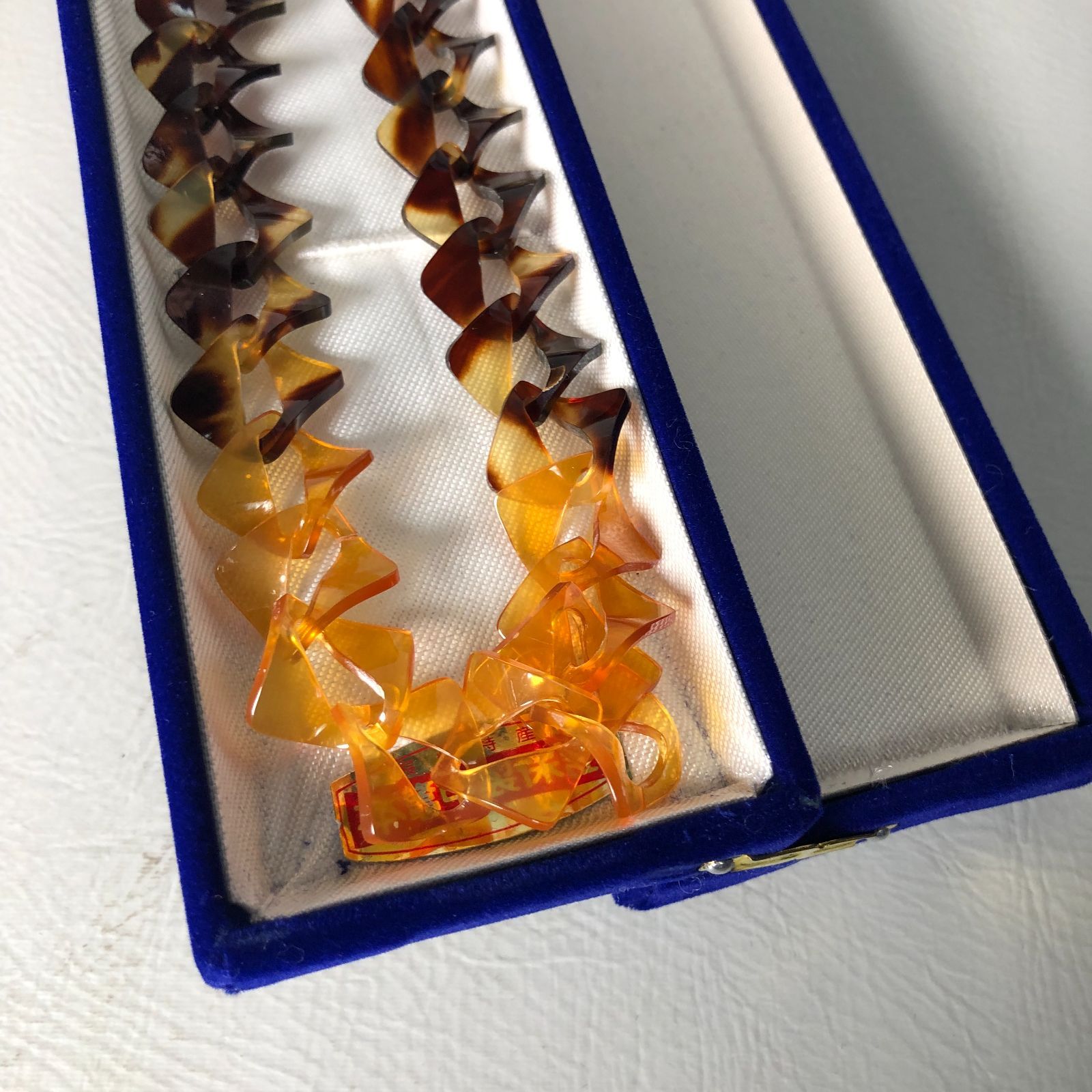 本鼈甲 べっ甲 ネックレス 箱付き 全長約47.5cm 長崎鼈甲会館 装飾品 