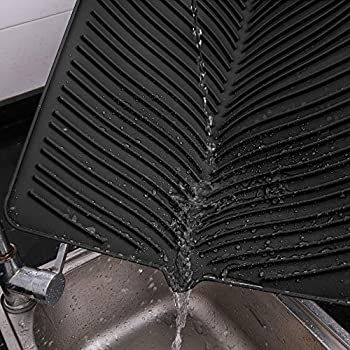 Yacee シリコン食器乾燥マット 24インチ x 18インチ x 0.3インチ XXL 特大水切りマット 耐熱鍋敷き カウンタートップシンク ノンスリップ 食器水