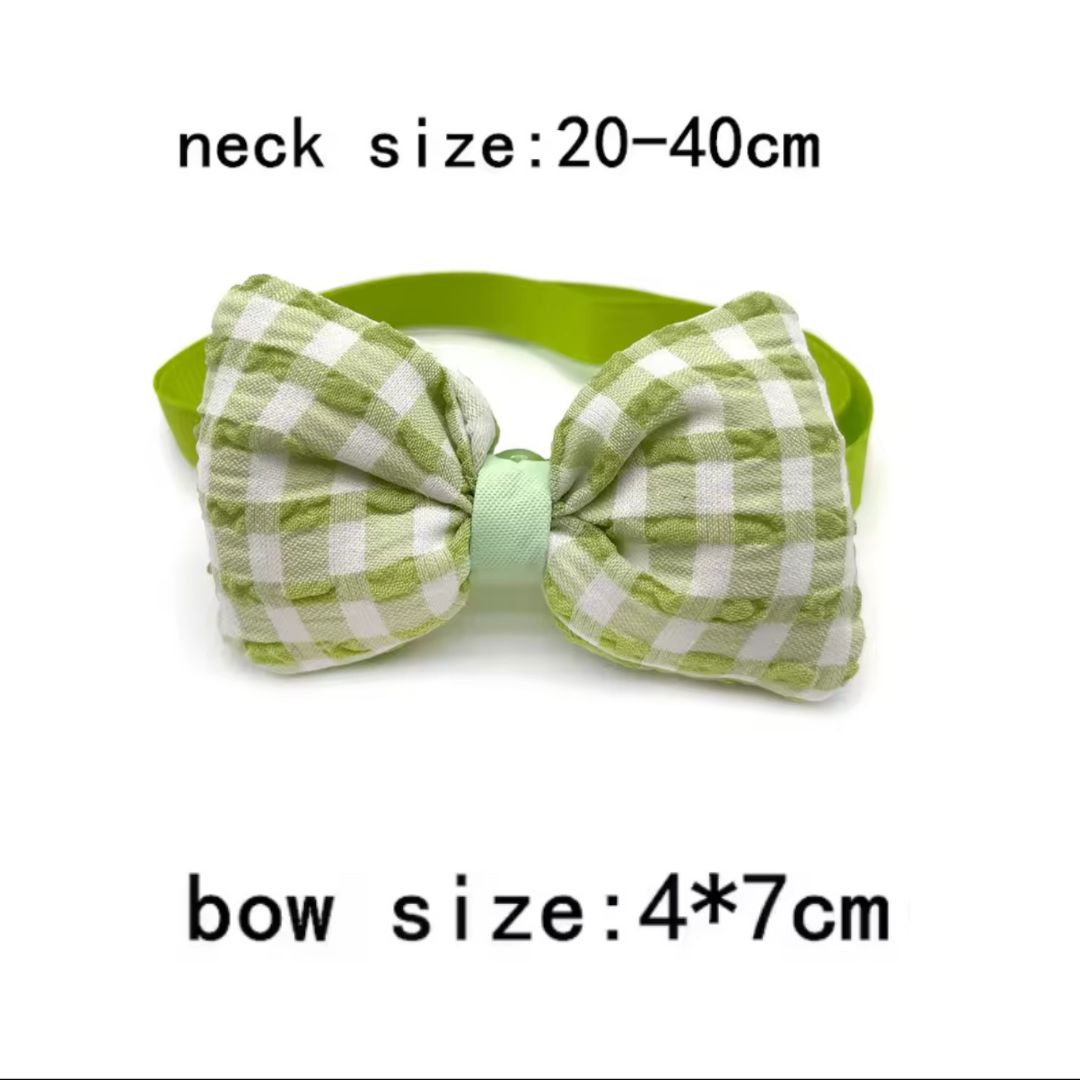 ふっくらチェックリボンチョーカー 10本（カラーおまかせ）犬用