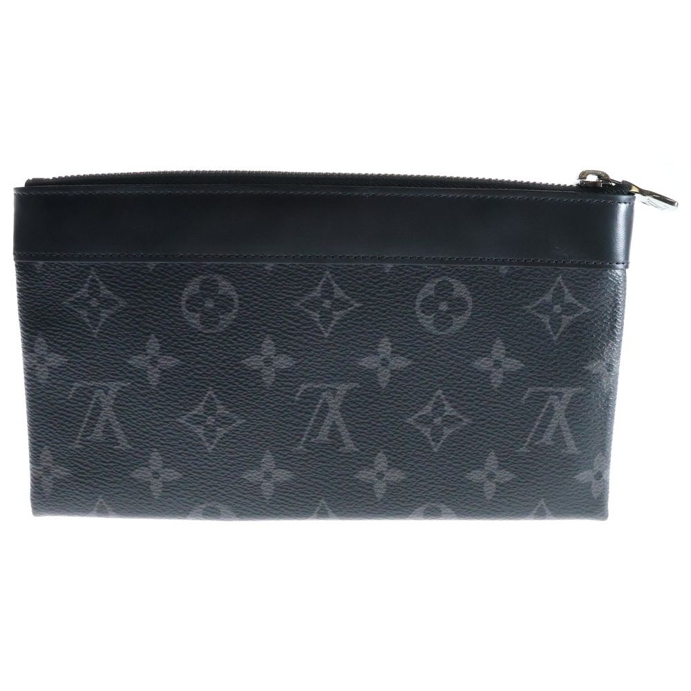 LOUIS VUITTON ルイヴィトン モノグラムエクリプス ポシェットディスカバリーPM ポーチ ケース セカンドバッグ ブラック レザー×PVC シルバー金具 M44323