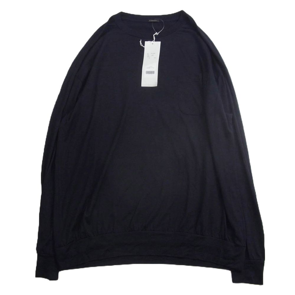 COMOLI コモリ V01-05006 ウール天竺 長袖クルー Tシャツ ネイビー系 4 