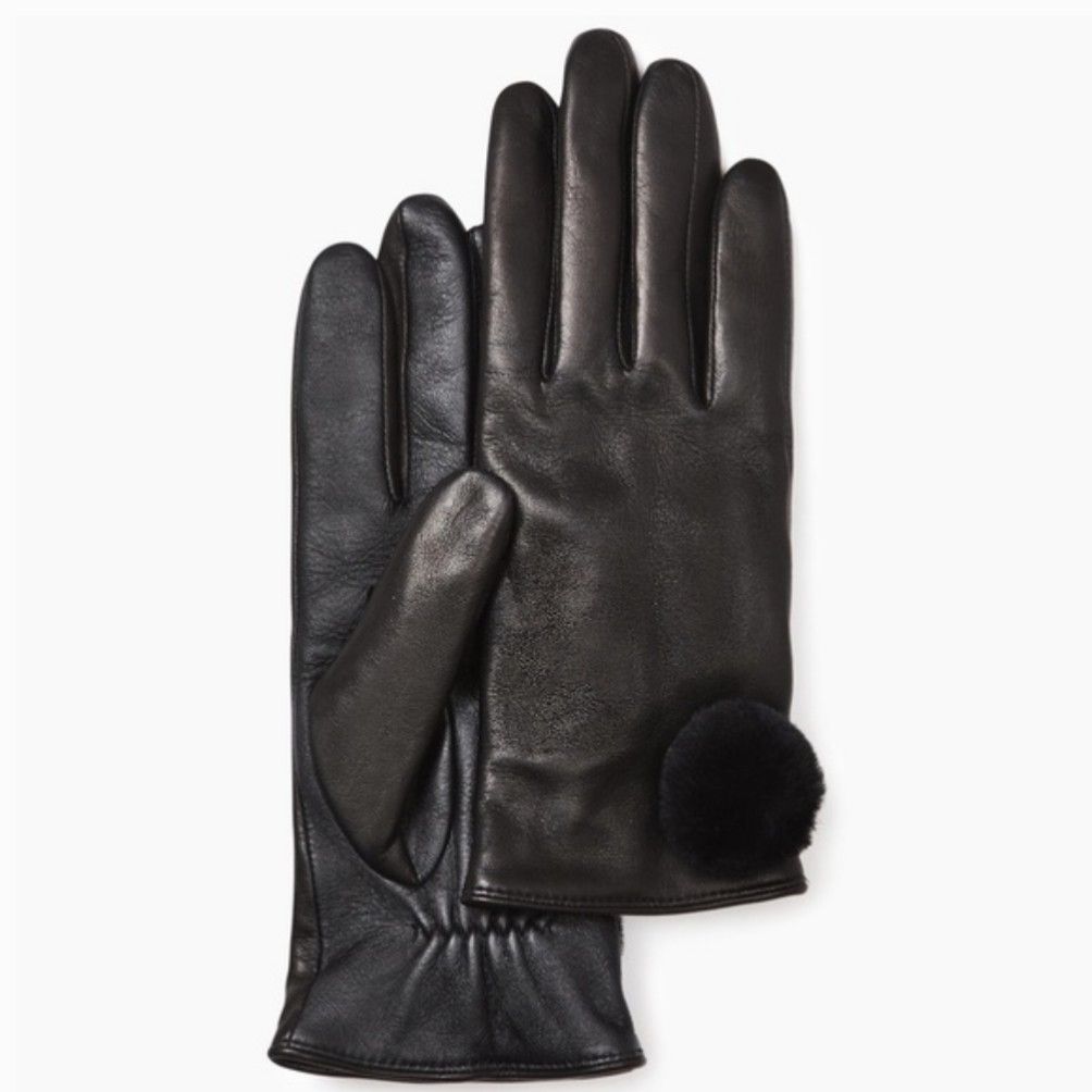 残り１点につき！ アグ レディース手袋 POM GLOVE BLK-M UGG アグ/レザー手袋/LEATHER POM GLOVE/BLACK（UGG® 公式 3