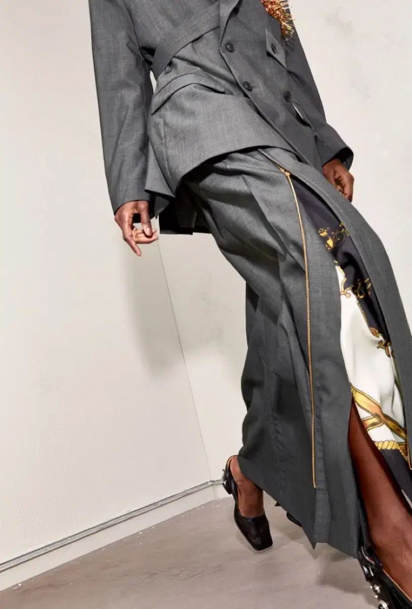 トーガ アカイブ x H-M ジッパー レグ ワイド パンツ 34