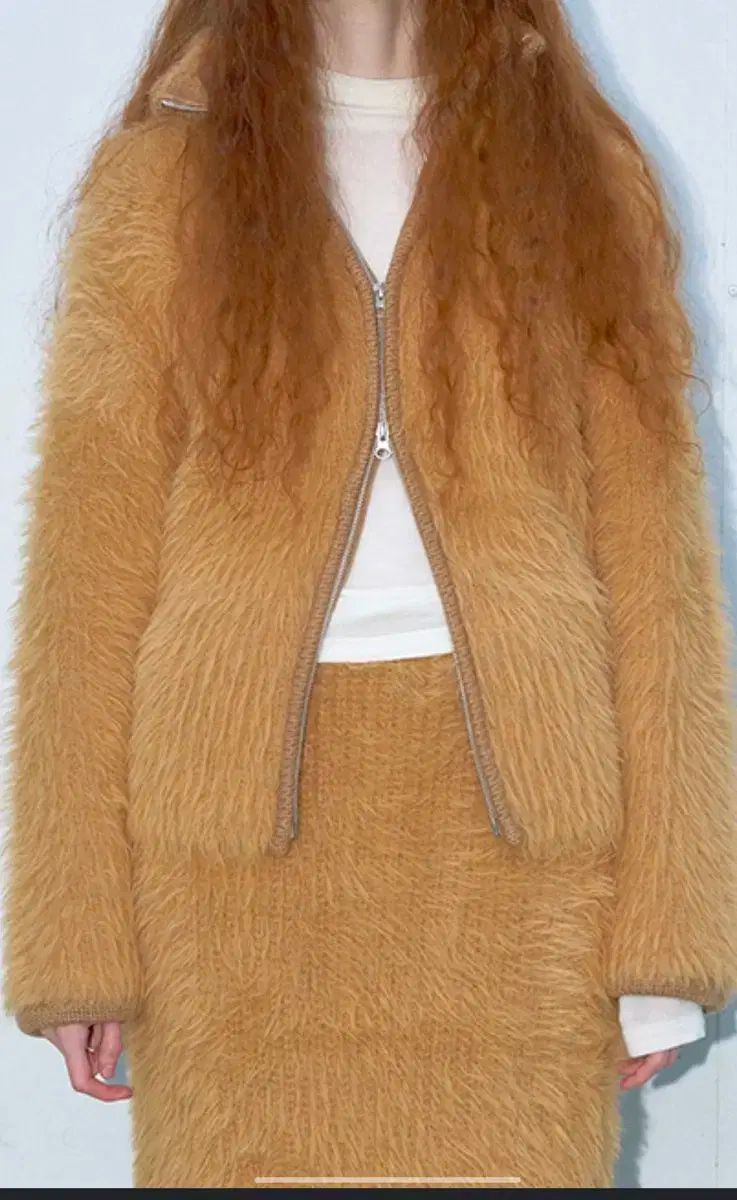 낫띵에브리띵 ヴィーガン ファー ニット ジップアップ VEGAN FUR KNIT JACKET