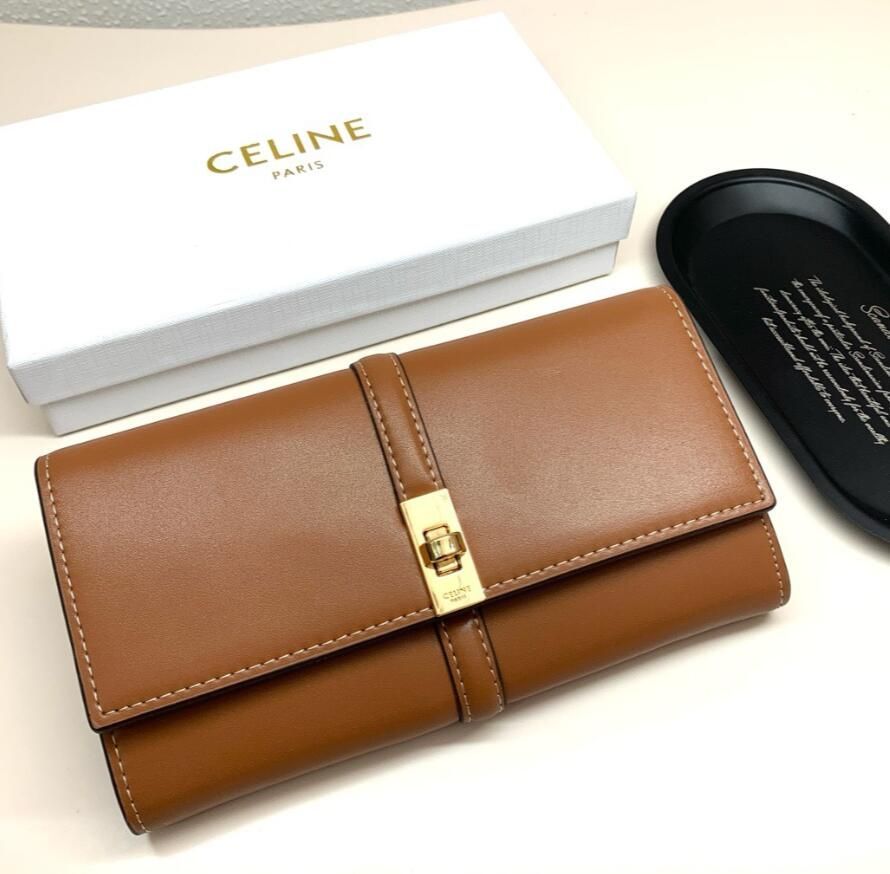 新品 Celineセリーヌ 長財布 シャイニーカーフスキン