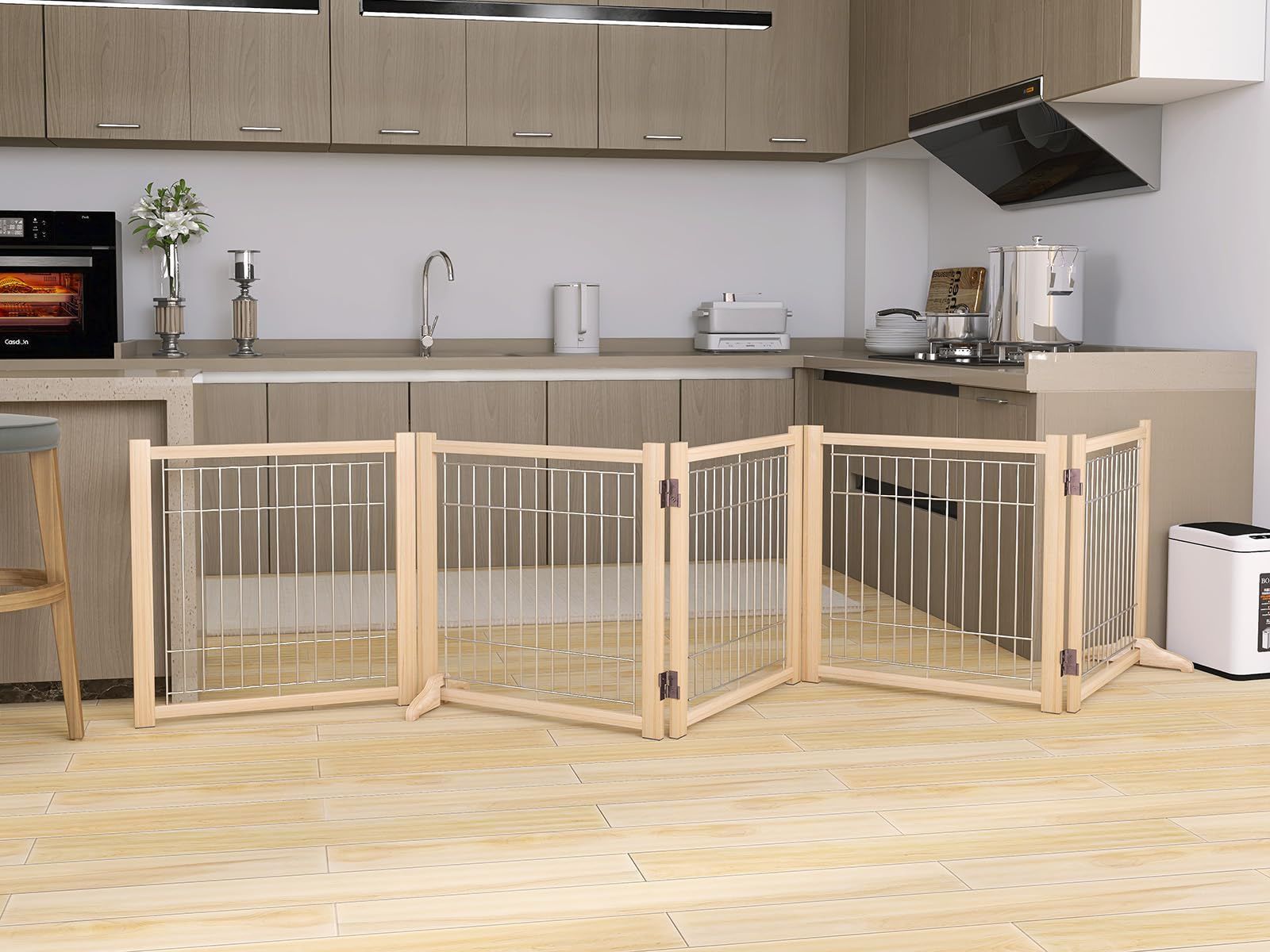 数量 フェンス 室内 犬 ペット 柵 犬 安全柵 小型犬 置くだけ 中型犬 脱走防止 ペットゲート ガード 飛び出し防止 ペットフェンス 多頭飼い ペットガード 高さ58cm 長さ290cm 5つのパネル STEELWINDOWSANDDOORS_COM