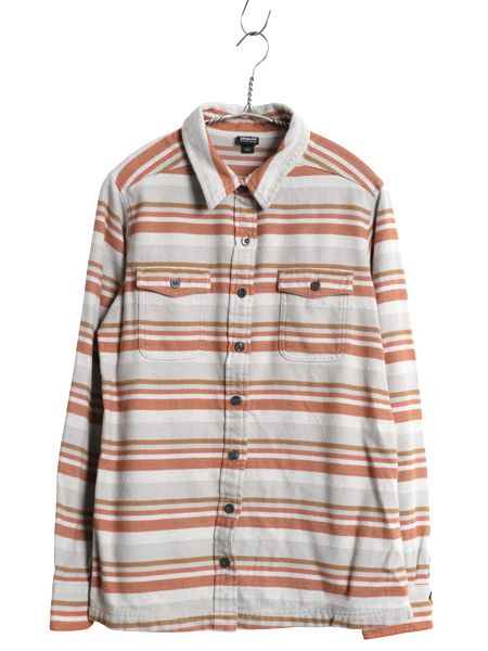 patagonia/オーガニックコットン/長袖シャツ/ネル/チェック/オレンジ