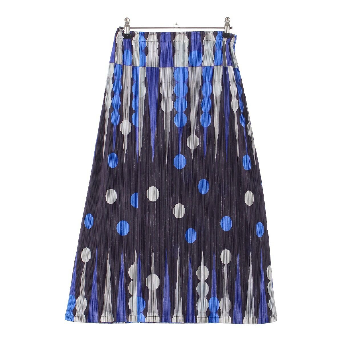 美品 プリーツプリーズ イッセイミヤケ ドット 水玉 レイヤードスカートブルー PLEATS PLEASE プリーツプリーズ 水玉 ドット スカート 美品 プリーツ