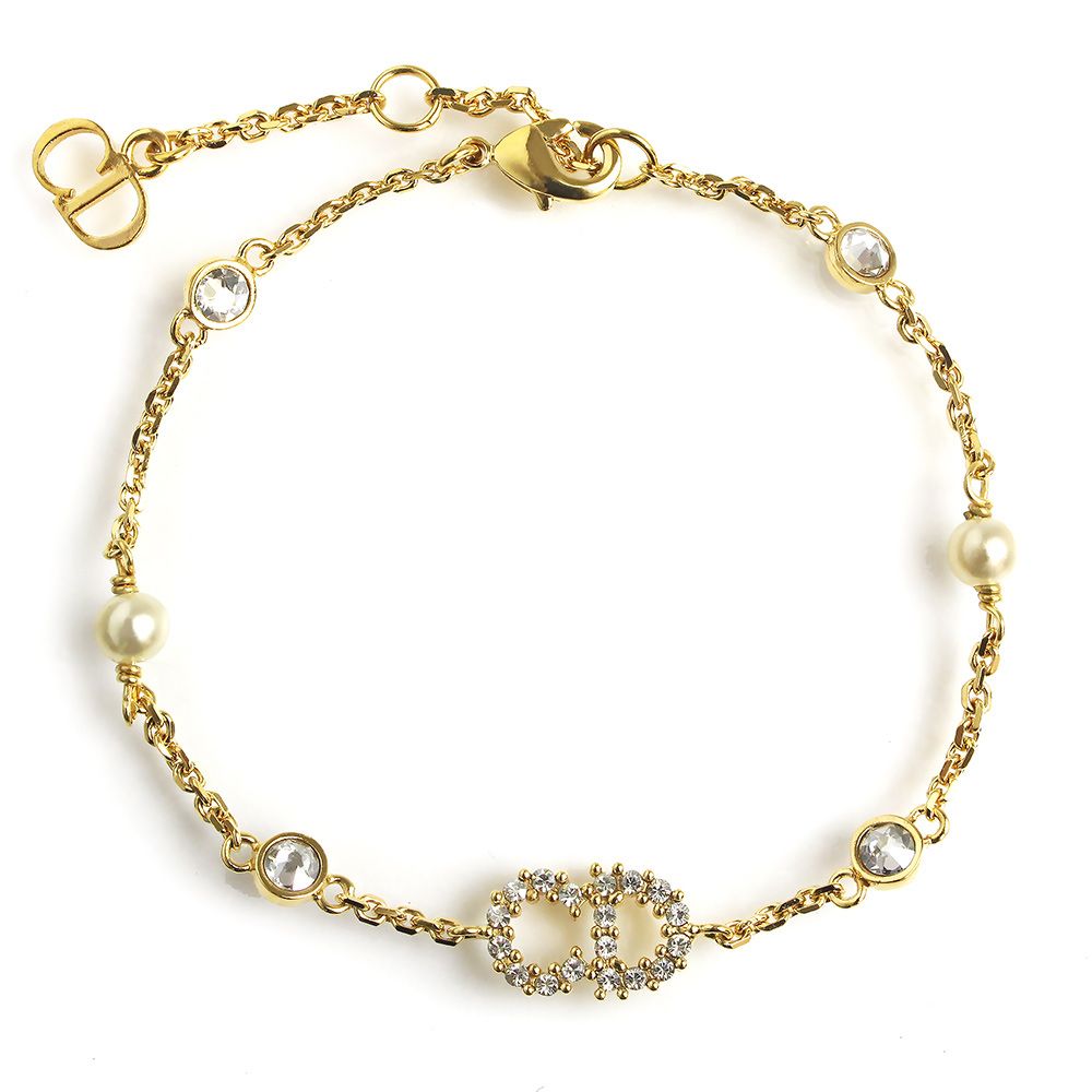 未使用品】クリスチャンディオール ブレスレット ロゴ ラインストーン