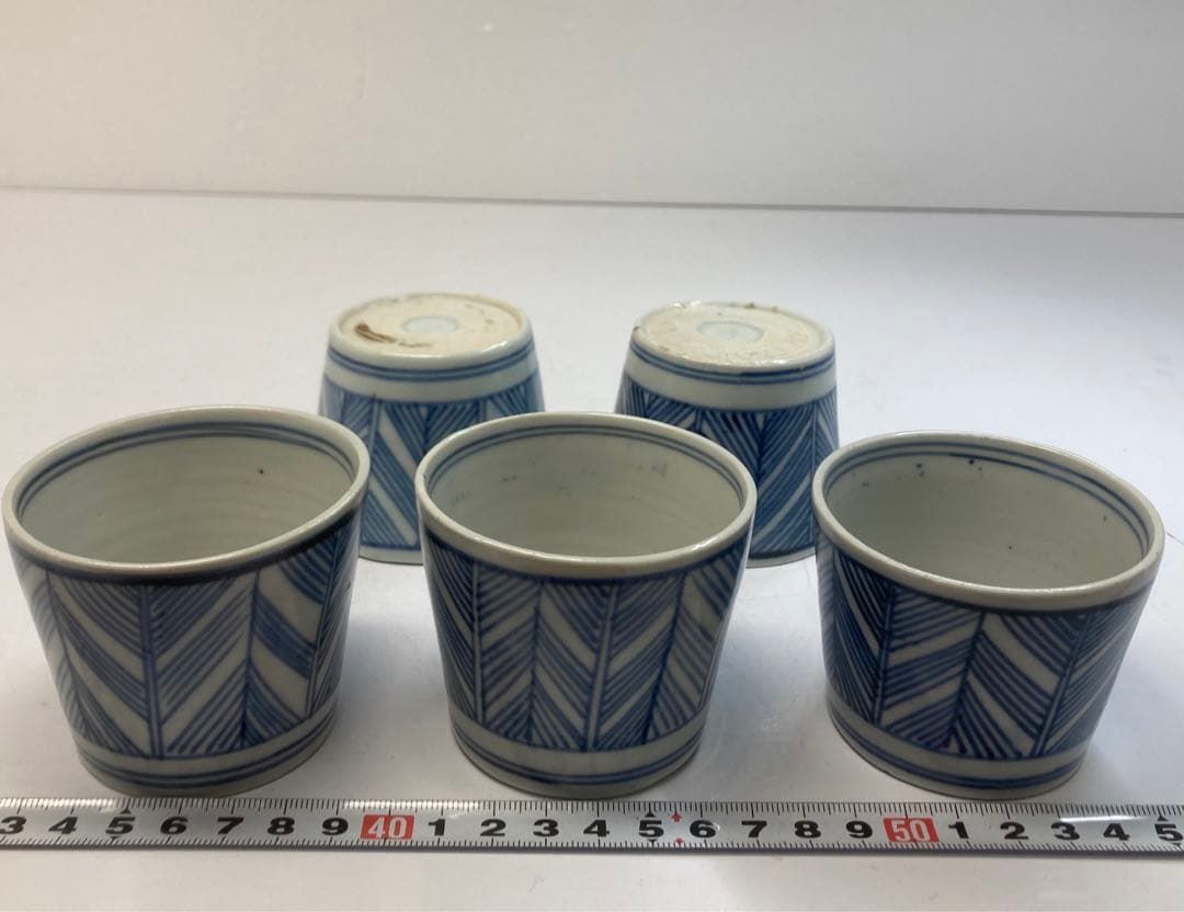 古伊万里 蕎麦猪口 5客 約7㎝ 東な6-0405