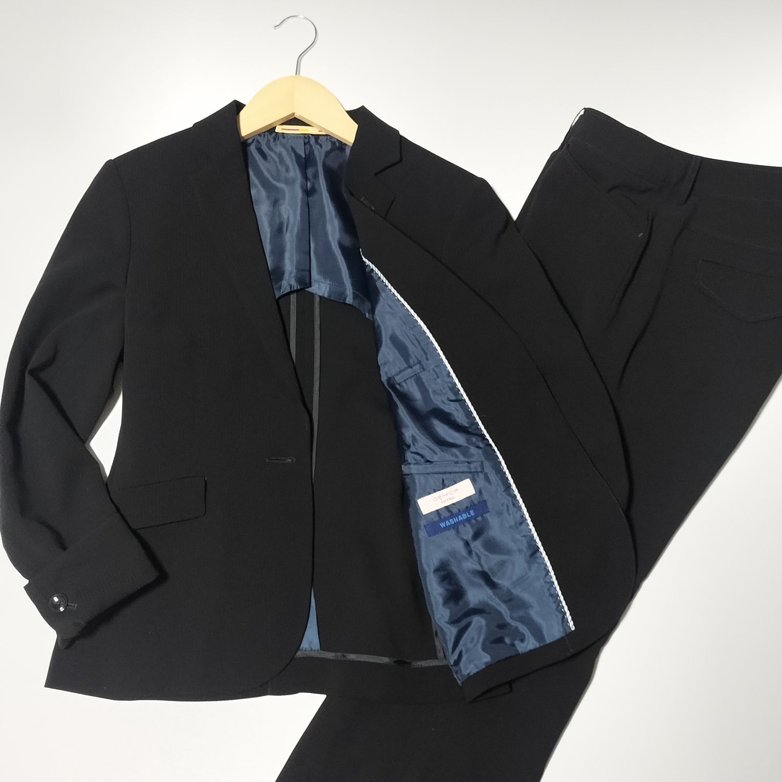 美品✨オリヒカ　パンツスーツ　セットアップ　ウォッシャブル　RHYME　灰　9 美品】ORIHICA RHYME パンツスーツ セットアップ 9号 11号