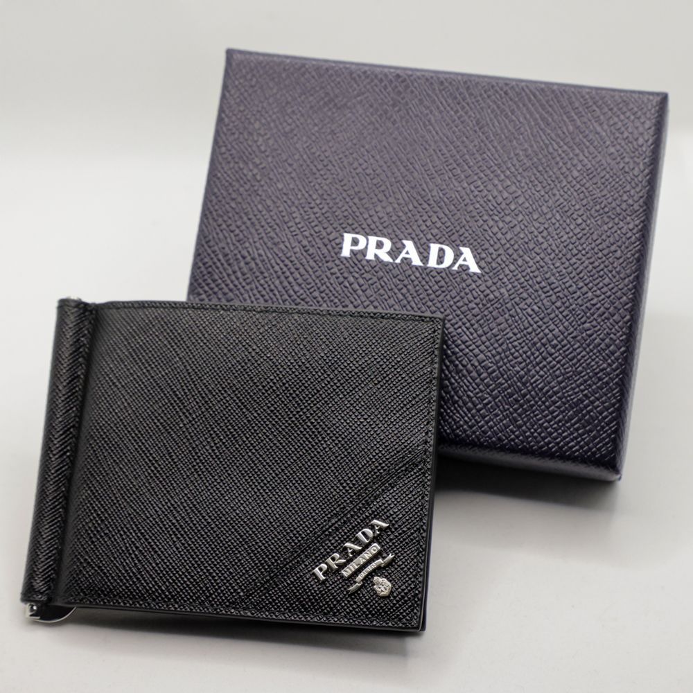 【超美品】PRADA プラダ サフィアーノ メタル マネークリップ 2MN077 プラダ PRADA サフィアーノ 二つ折り 財布 マネークリップ付き