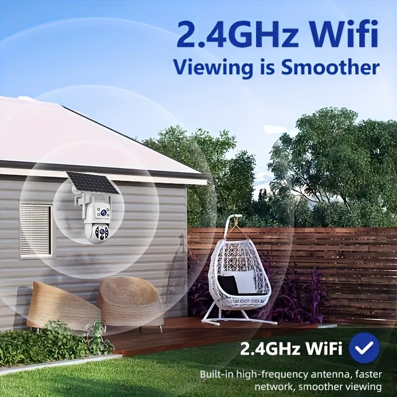 3MP WiFiセキュリティカメラ デュアルレンズ搭載 360° PTZビュー モーション検知 ナイトビジョン ソーラー＆充電式バッテリー 双方向オーディオ対応 スマートフォン互換 高品質屋外監視システム 財産保護用壁掛けカメラ
