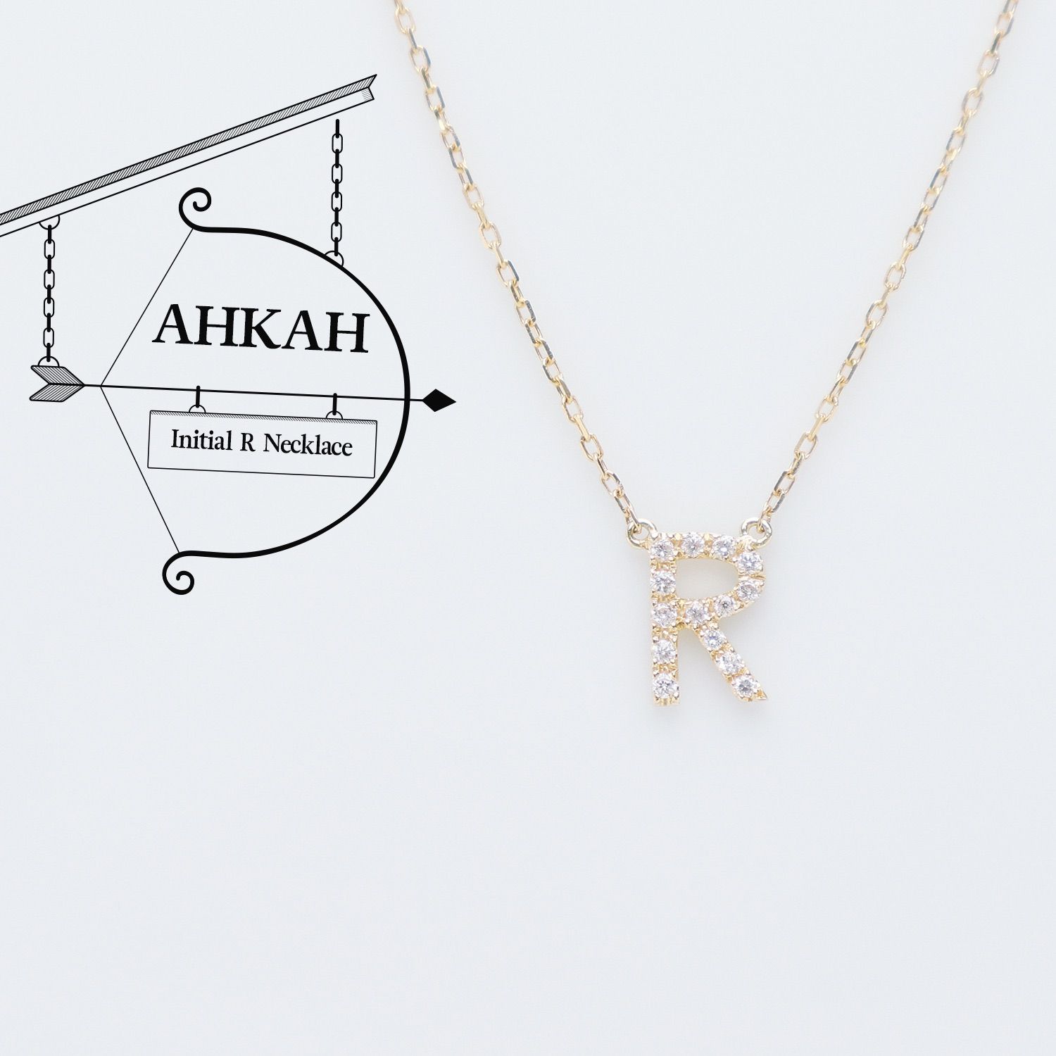 AHKAH イニシャルK K18アンクレット AHKAH アーカー イニシャルR K18 ダイヤモンド D.0.06ct ネックレス