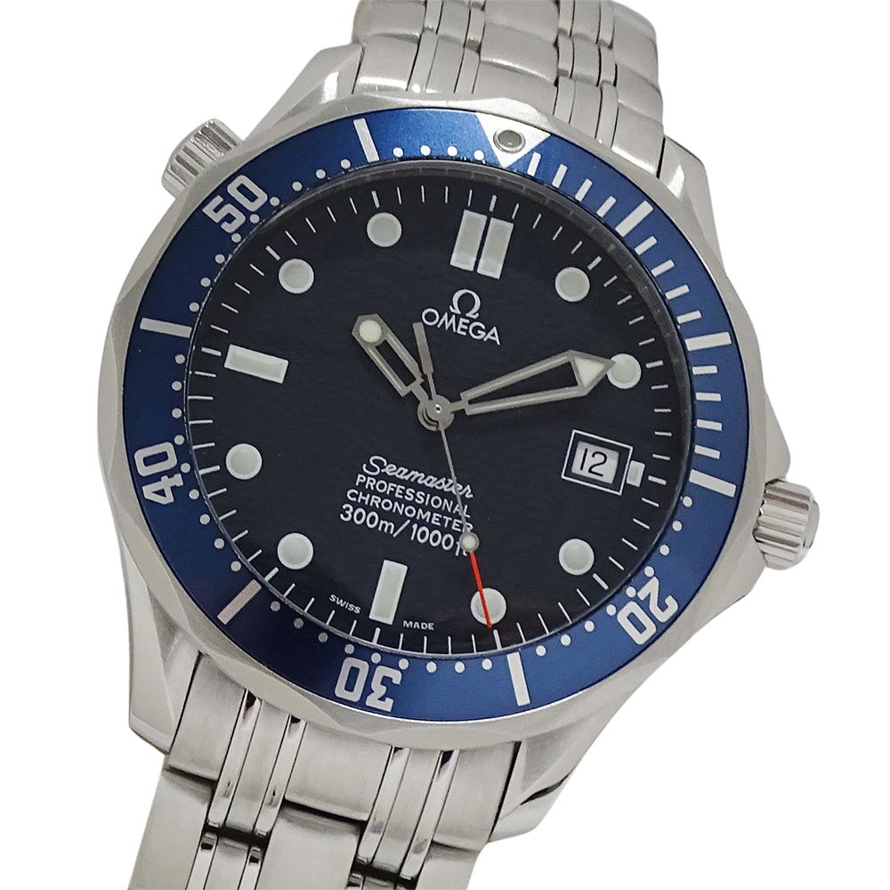 オメガ OMEGA シーマスター 2531.80 時計 メンズ ブランド プロフェッショナル 300m デイト 自動巻き AT ステンレス SS シルバー ブルー 磨き済み