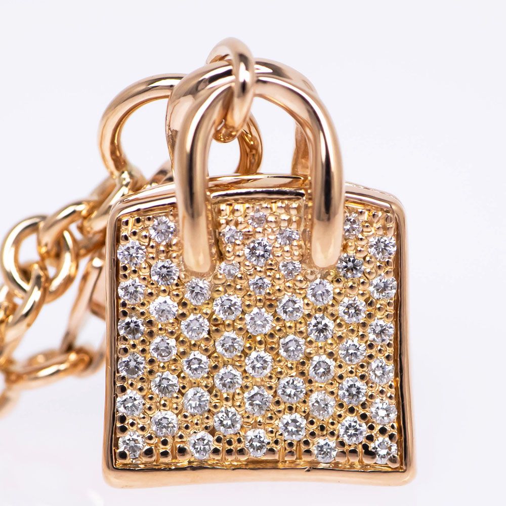 【HERMES】バーキン アミュレット ブレスレット エルメスアミュレットバーキン 17cm ダイヤ0.44ct - ユニ