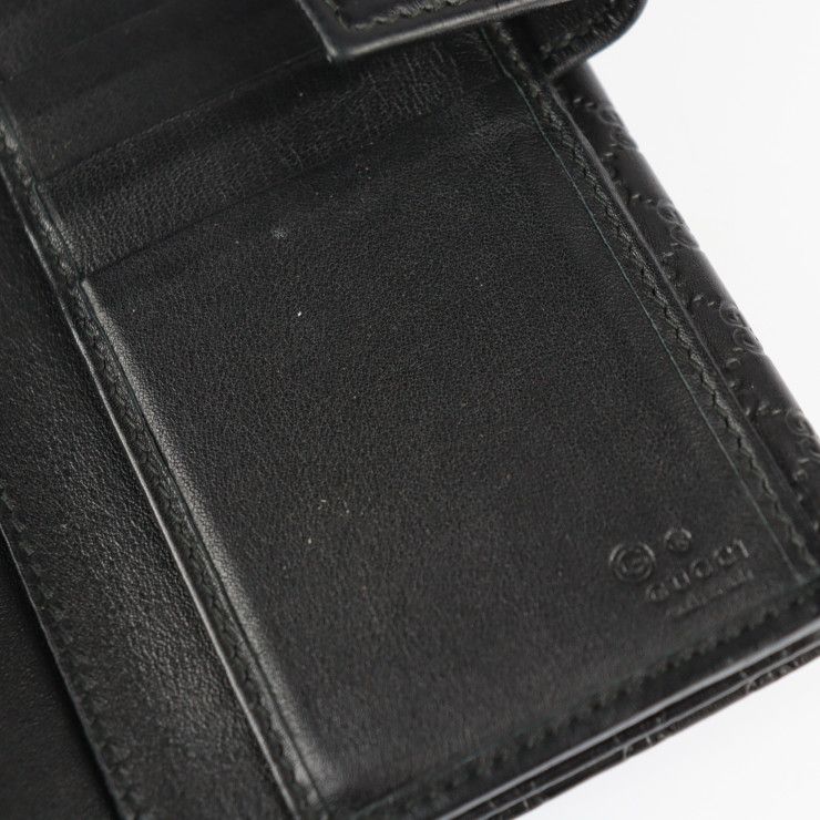 GUCCIグッチ マイクロ シマ エナメル 二つ折り 財布 ダブルホック 黒 GUCCI グッチ 二つ折り財布 449393 レザー ブラック マイクロ