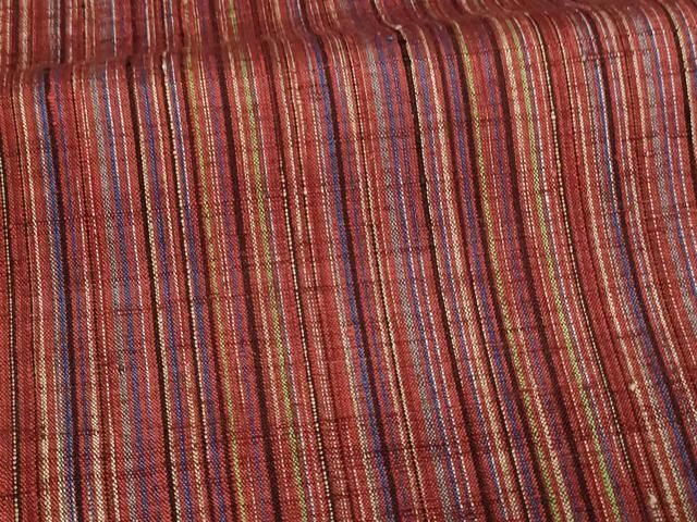 平和屋着物▽上質な紬 単衣 琉球絣文様 黒地 正絹 逸品 AAAZ0720jh