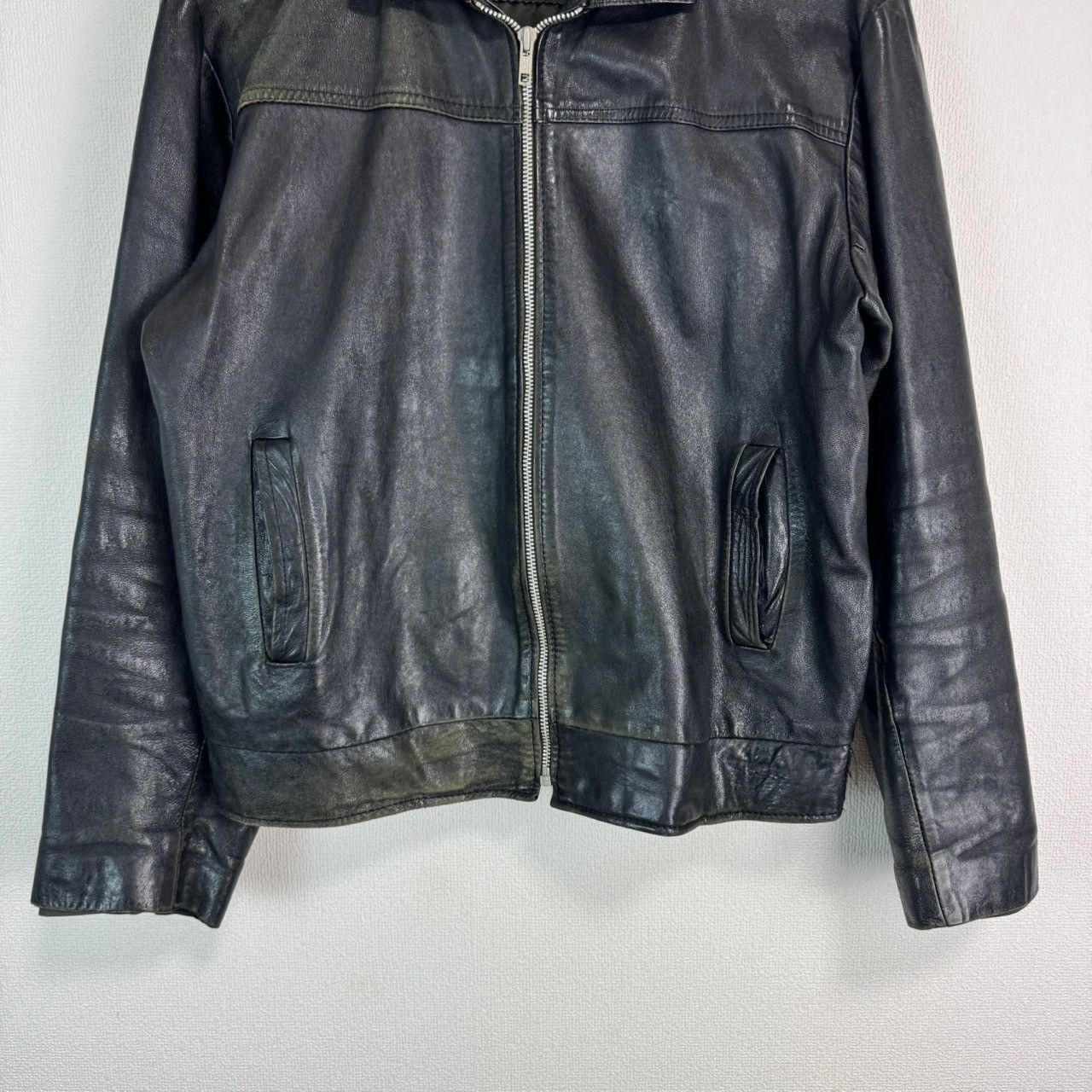 90s ブラック シングルライダースジャケット 90s GK ブラック レザージャケット 革ジャン ライダースジャケット