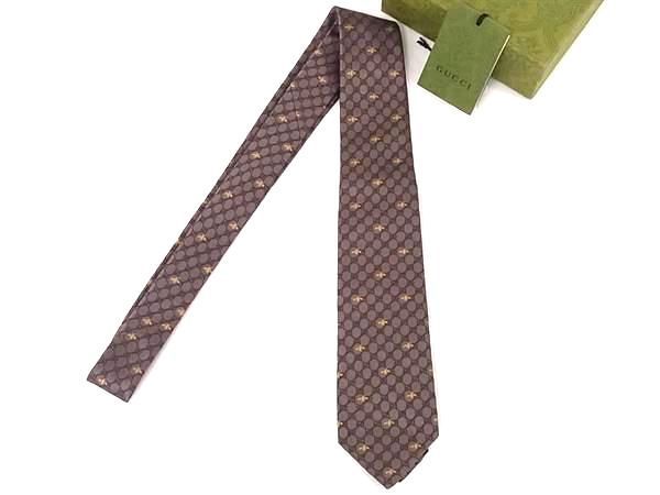 □新品□未使用□ GUCCI グッチ ビー GG柄 シルク100% ネクタイ 紳士