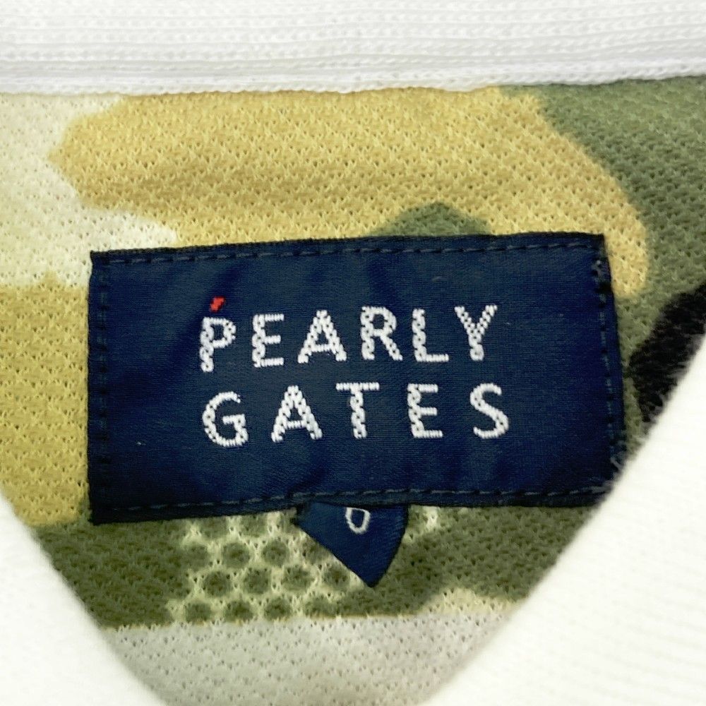 サイズ：0 PEARLY GATES パーリーゲイツ  半袖ポロシャツ ボーダー×カモフラ柄 ホワイト系 [240101390246] ゴルフウェア レディース ストスト PEARLY GATES パーリーゲイツ 半袖ポロシャツ ボーダー×カモフラ