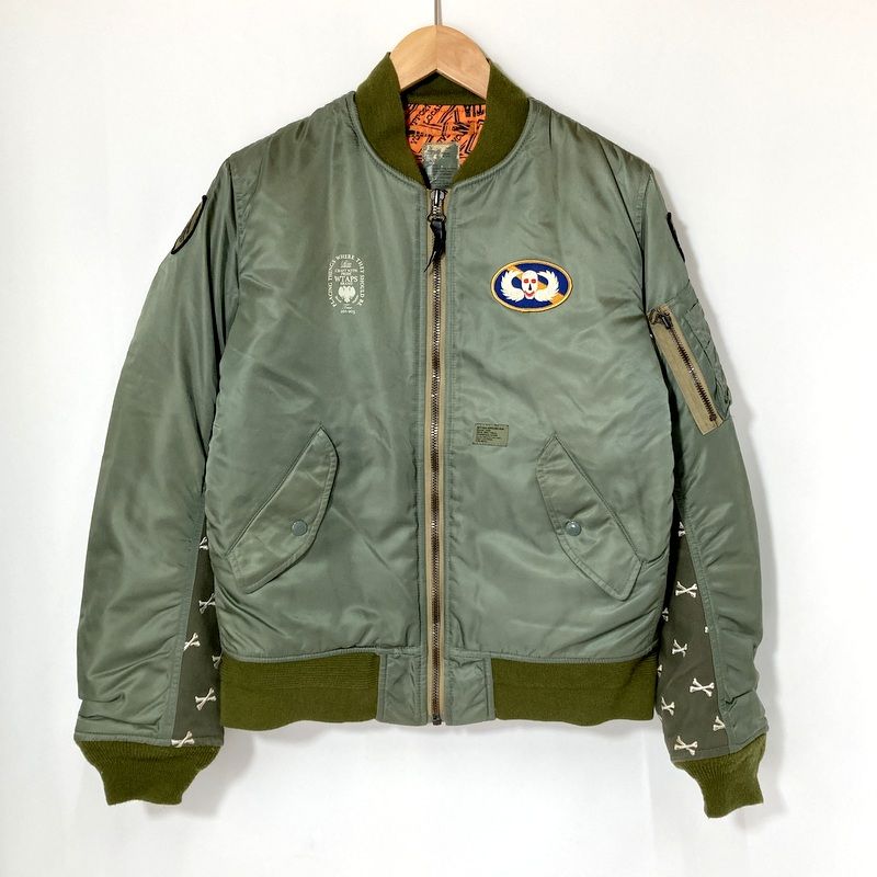 WTAPS ダブルタップス MA-1 フライトジャケット RED DAWN GWDT-JK-M01 ジップアップ サイズ表記なし Sサイズ相当 カーキ アウター A14989◆