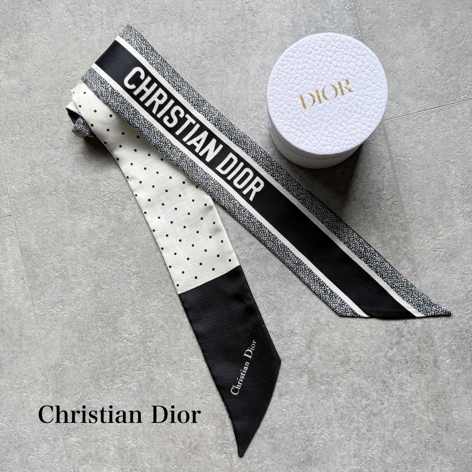 Dior ￼ディオール　ミッツア￼　ミニスカーフ　ツイリー　シルク100 Christian Dior クリスチャンディオール ミッツア ミニスカーフ