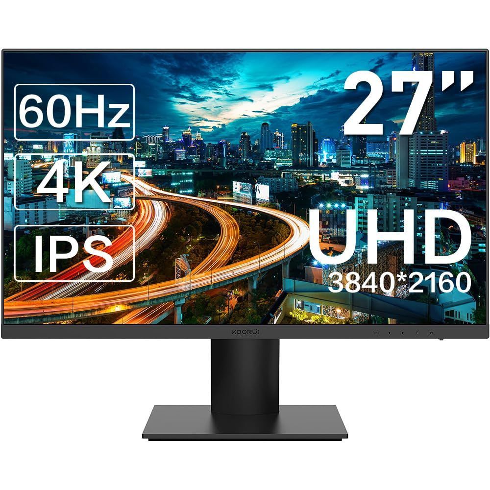 KOORUI モニター 27インチ, 4K ゲーミングモニター ディスプレイ IPS非