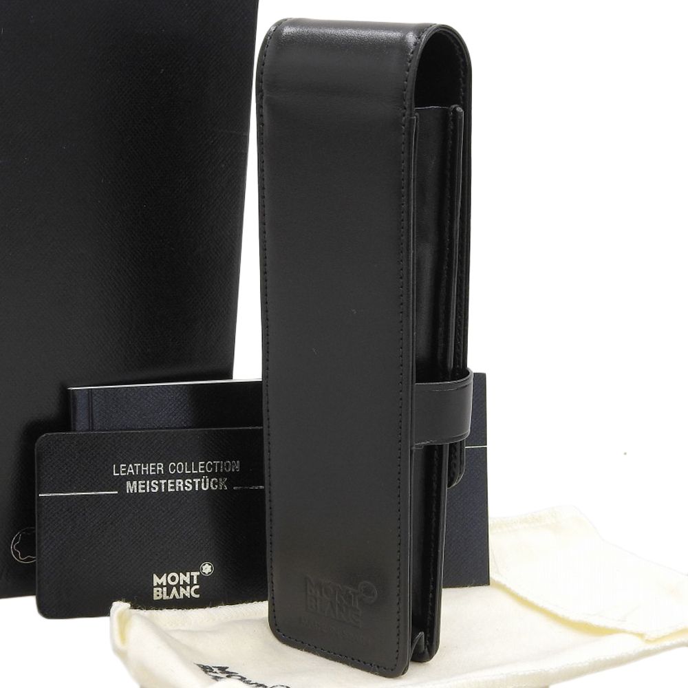 MONT BLANC 黒 レザー 筆箱 ペンケース シエナ 2本差 箱付 【公式通販】