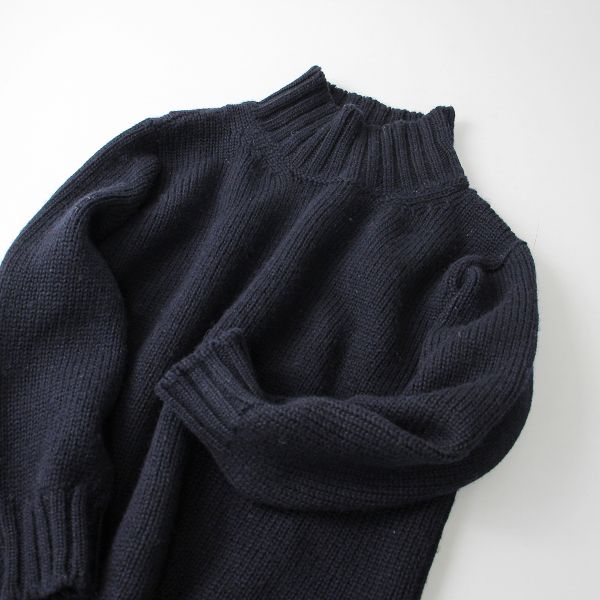 白 フリル付 【値下げOK】MHL. British Wool Knit Navy M