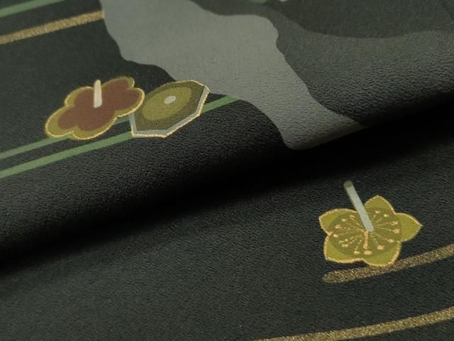 平和屋着物○訪問着 玩具文 コマ けん玉 暈し染め 金彩 正絹 逸品