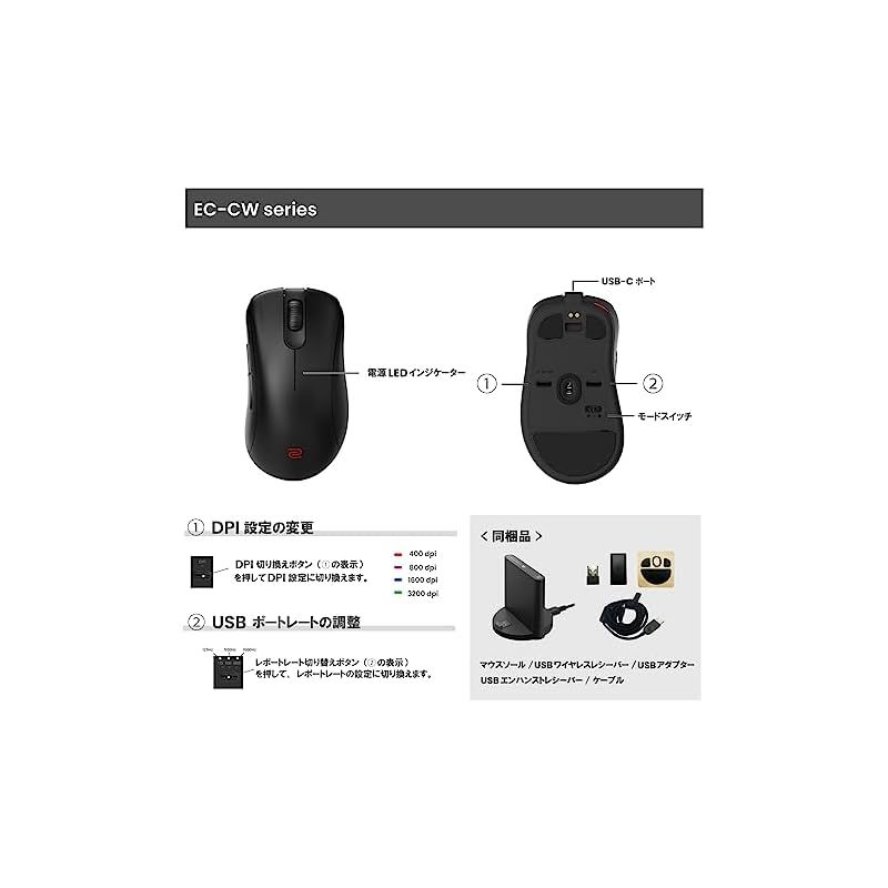ワイヤレスゲーミングマウス 左右非対称デザイン|3370センサー|エンハンストレシーバー付属|右利き用|プラグ＆プレイ