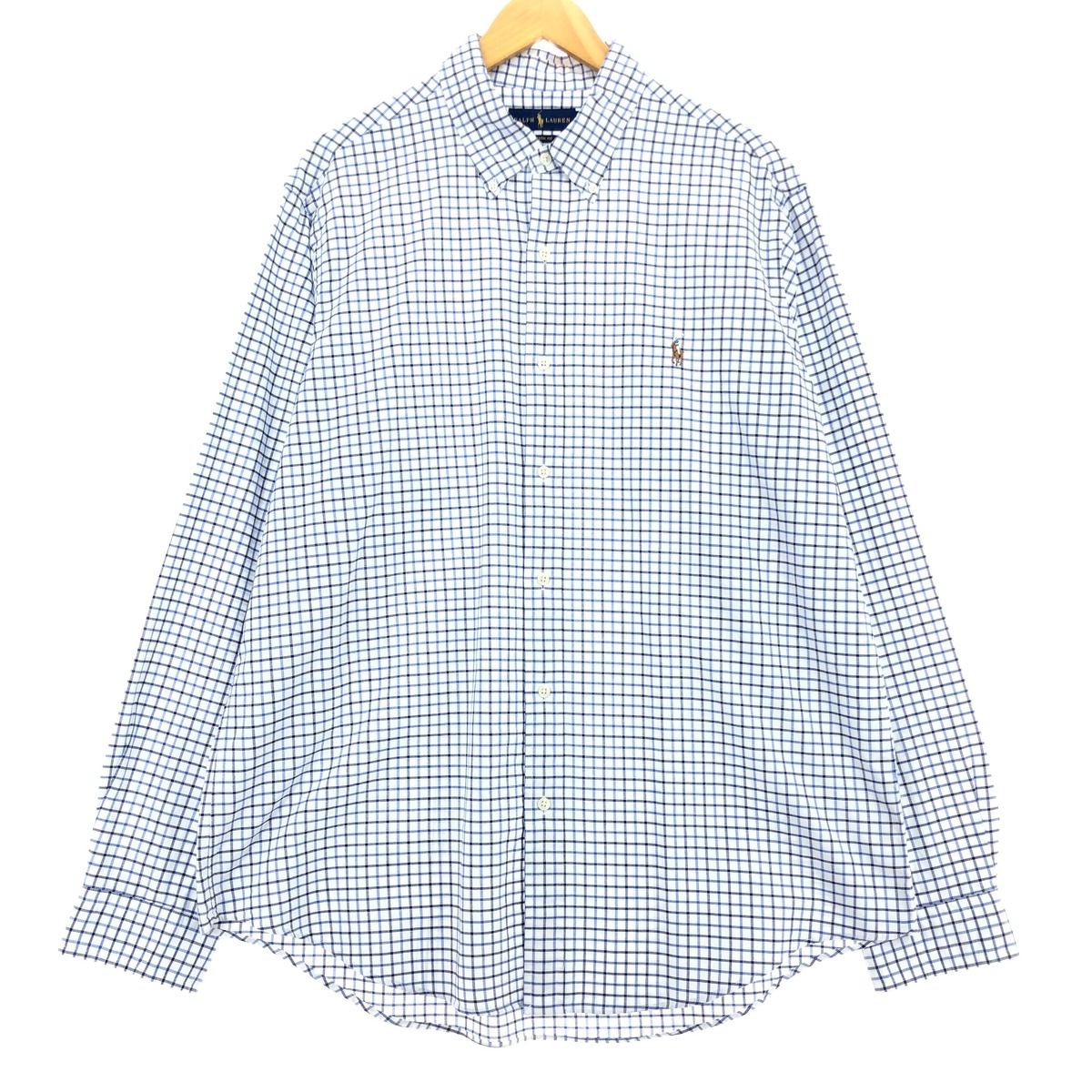 古着 ラルフローレン RALPH LAUREN CUSTOM FIT 長袖 ボタンダウンチェックシャツ メンズL/eaa453432