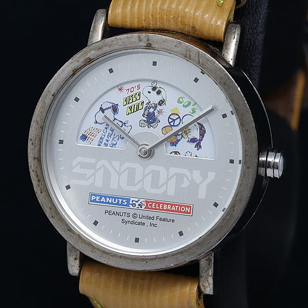 稼動 良品 スヌーピー QZ 50周年記念 5000本限定 ラウンド シルバー 