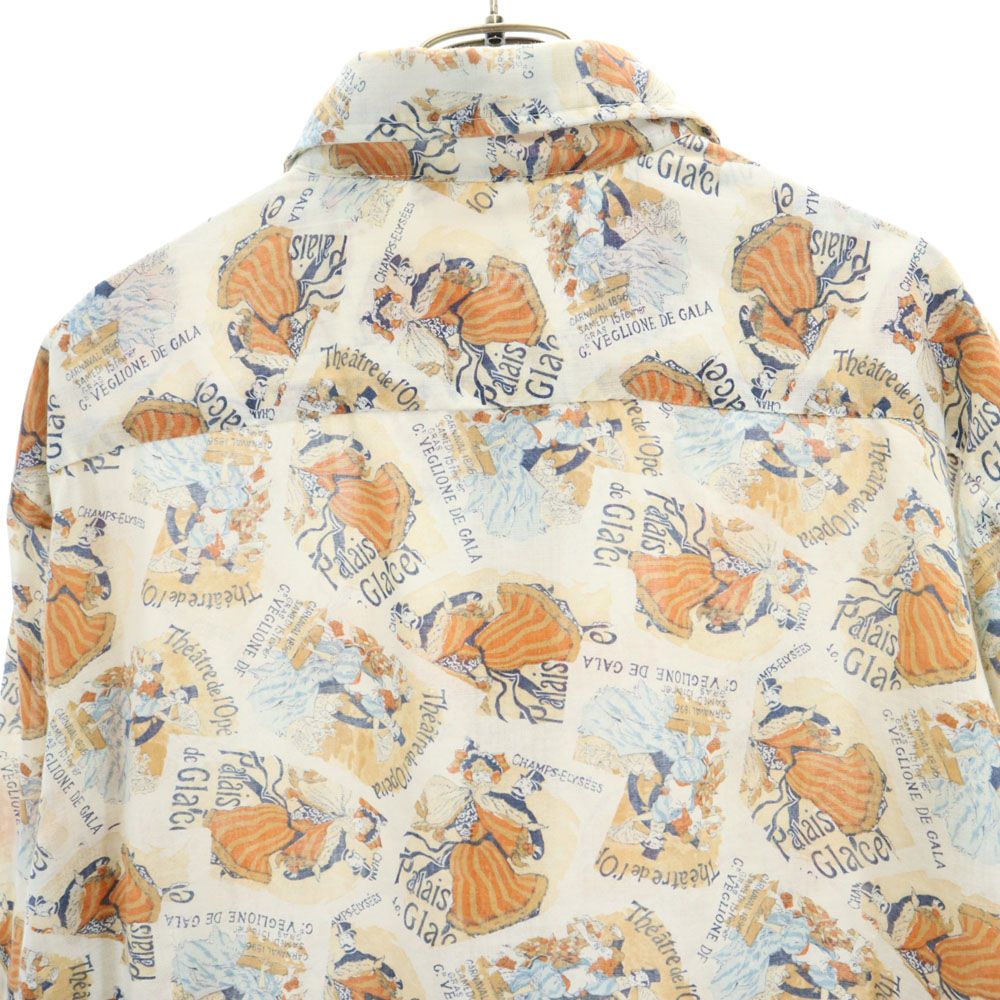 oui 70s 総柄 長袖 シャツ XL アイボリー系 oui オールド ヴィンテージ