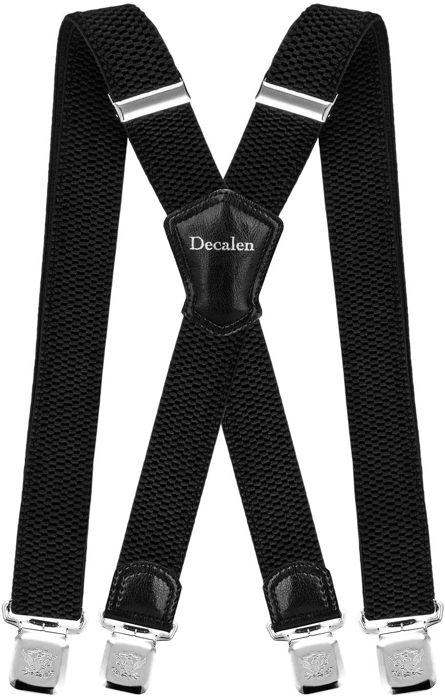 Decalen メンズ サスペンダー 非常に強い クリップ 高耐久 ブレース 大きくて背の高いXスタイル， ブラック2， One Size [ブラック2]
