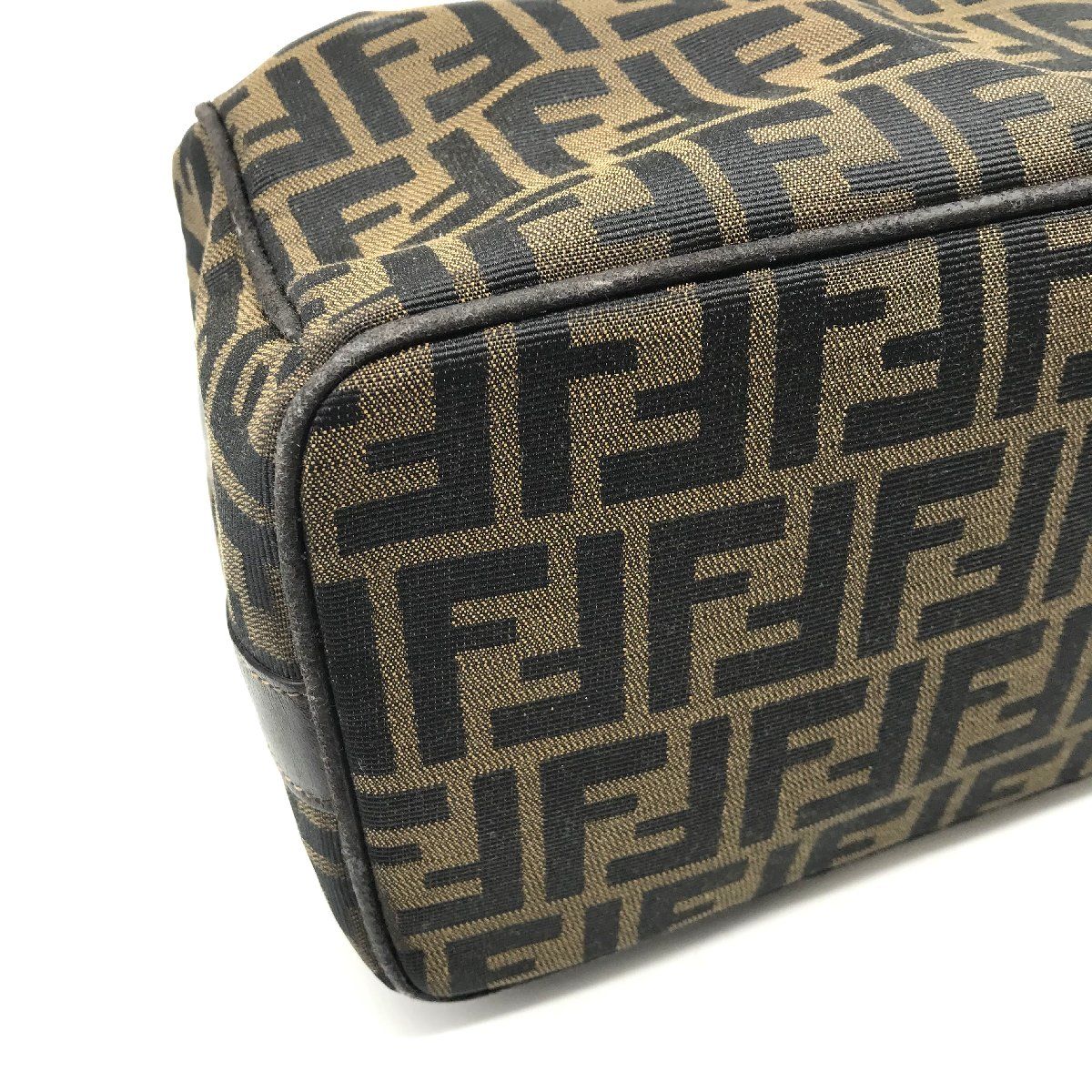FENDI フェンディ ズッカ バニティ ハンド バッグ 茶色 良品 k768