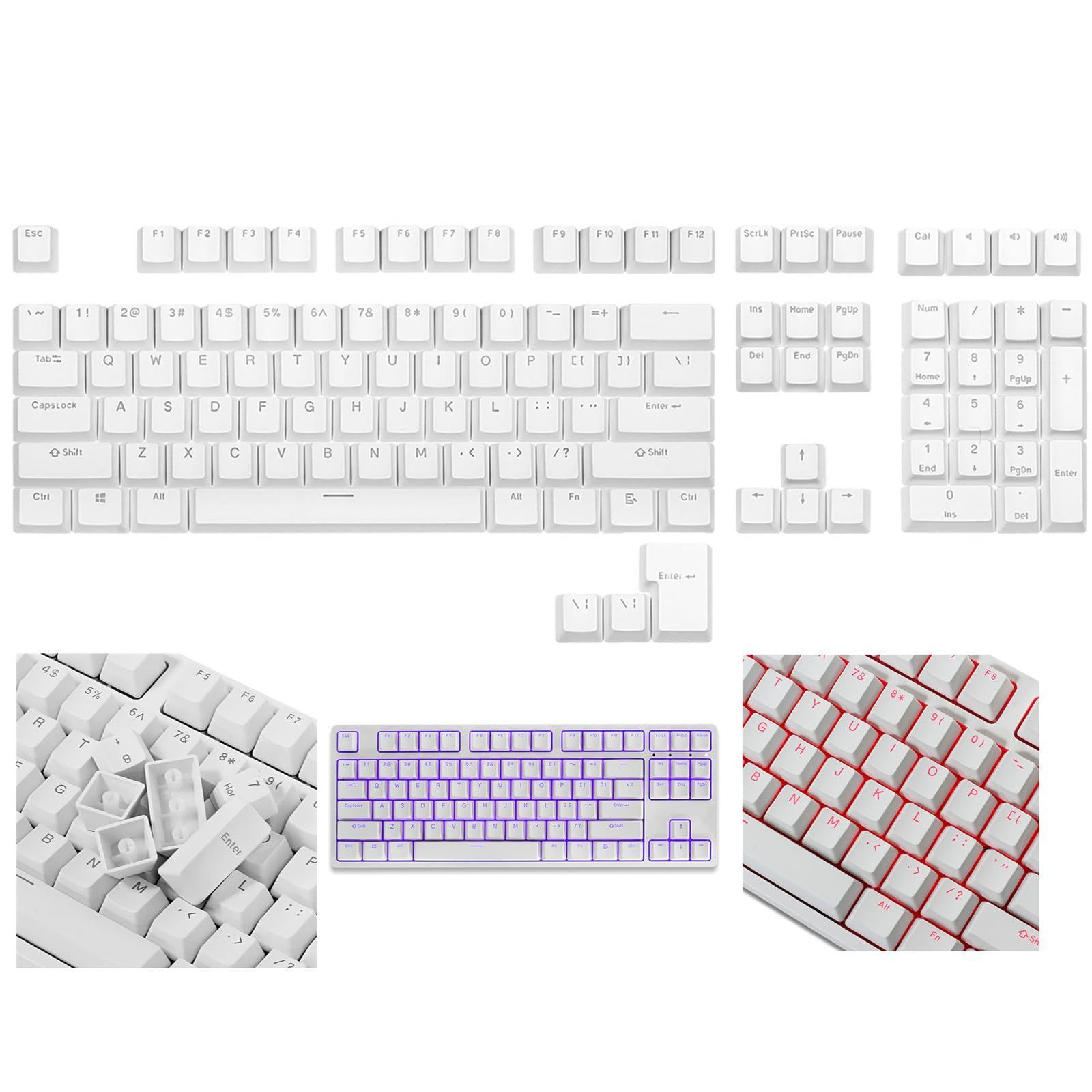 【フォロー割】メカニカルキーボード MXスイッチ 104 108 / 87 フィット キーキャップ キーキャップ ホワイト MX チェリー ダブルショット 設定 バックライト付き PBT Balls Happy