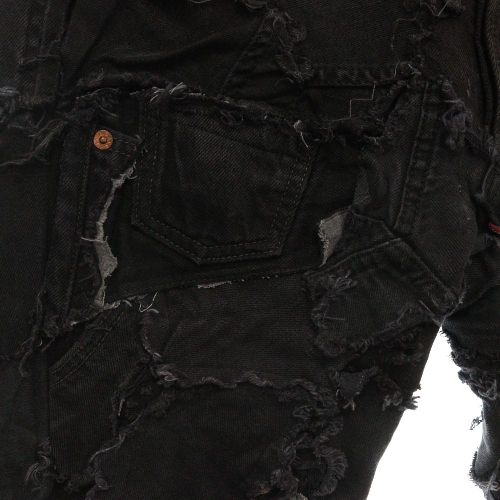 INNOCENCE ブラックダメージデニムパンツパッチワーク